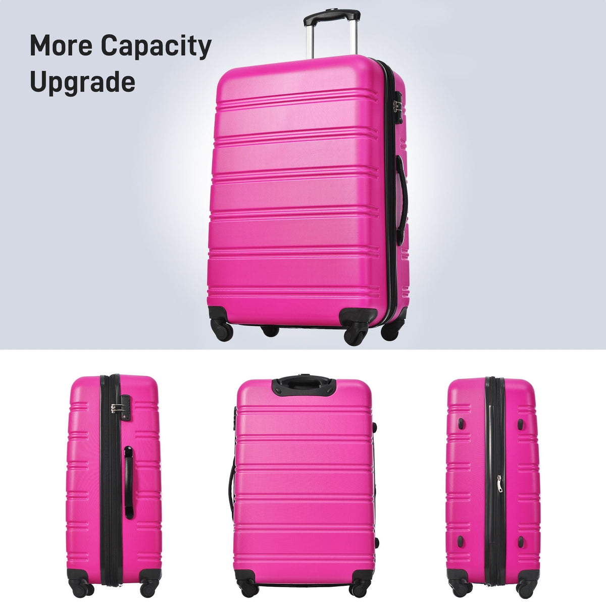 HouseOfZazla pink hardshell luggage set on wheels with TSA lock, 2-piece + bag on Tampa Home & Garden Store