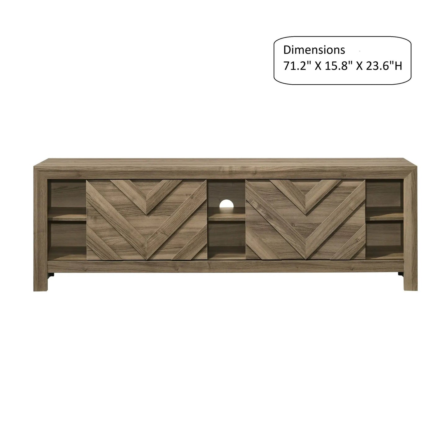 Chevron Patterned TV Stand in Light Brown