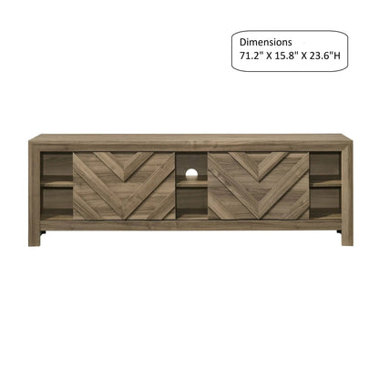 Chevron Patterned TV Stand in Light Brown