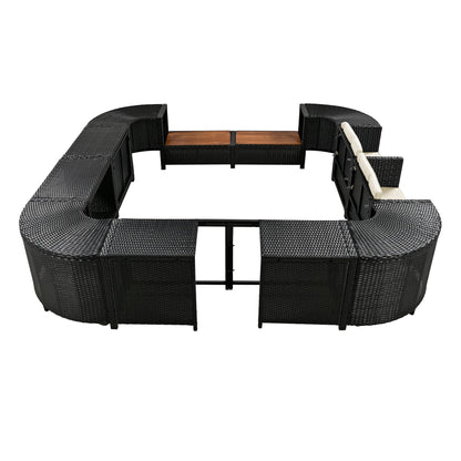 Outdoor Rattan Spa Frame and Modular Storage Seat
