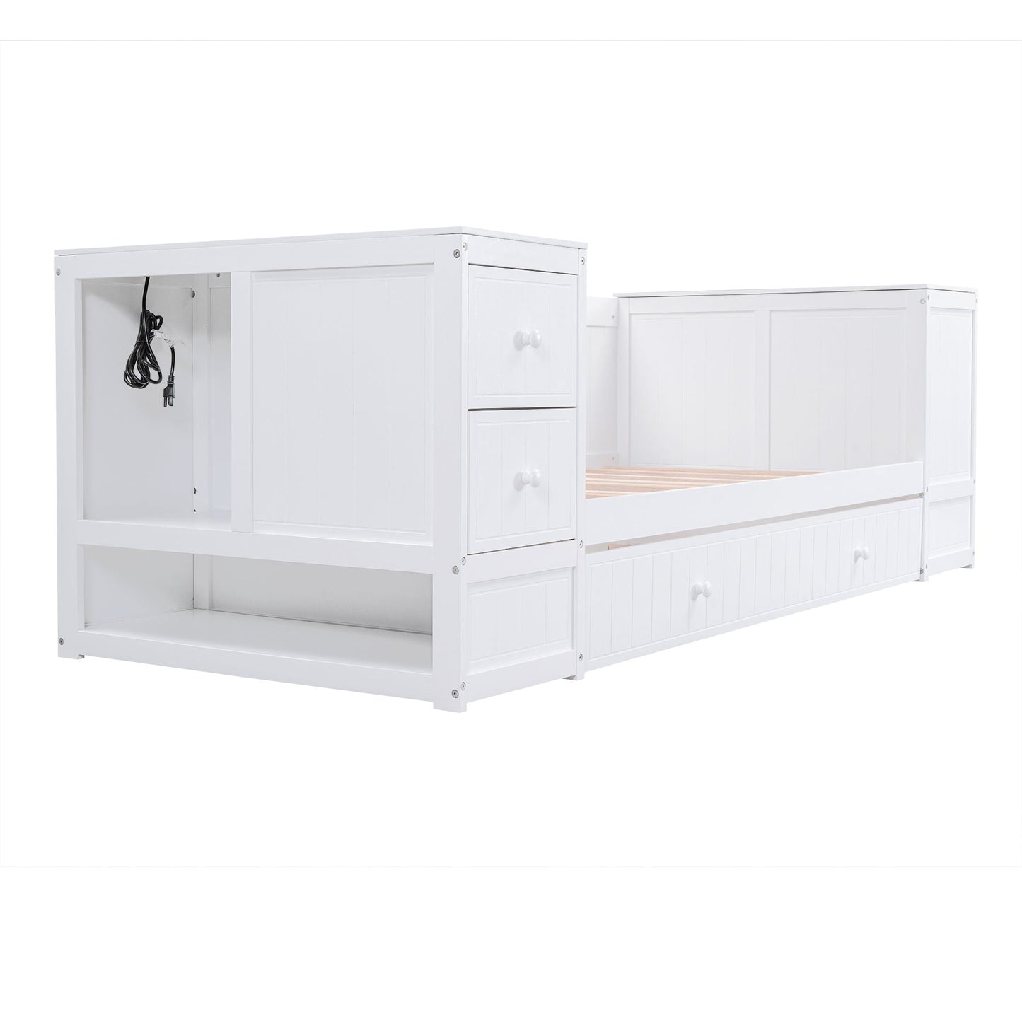 Daybed with storage arms, trundle and charging station in white by HouseOfZazla on Tampa Home & Garden Store