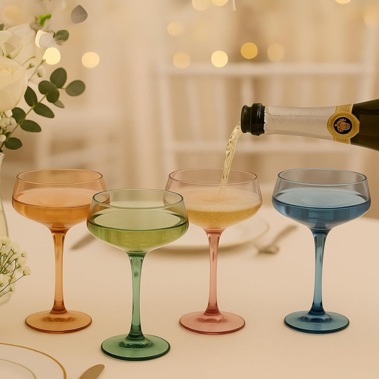 Set of Four Soft Modern Acrylic Coupe Glasses