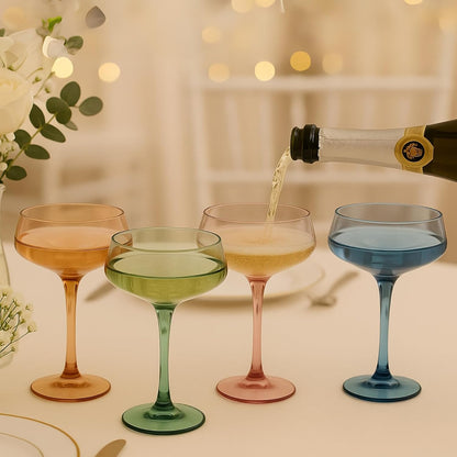 Set of Four Soft Modern Acrylic Coupe Glasses