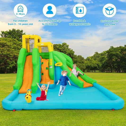 Inflatable Water Park Bounce House with Climbing Wall without Blower - Tampa Home & Garden Store