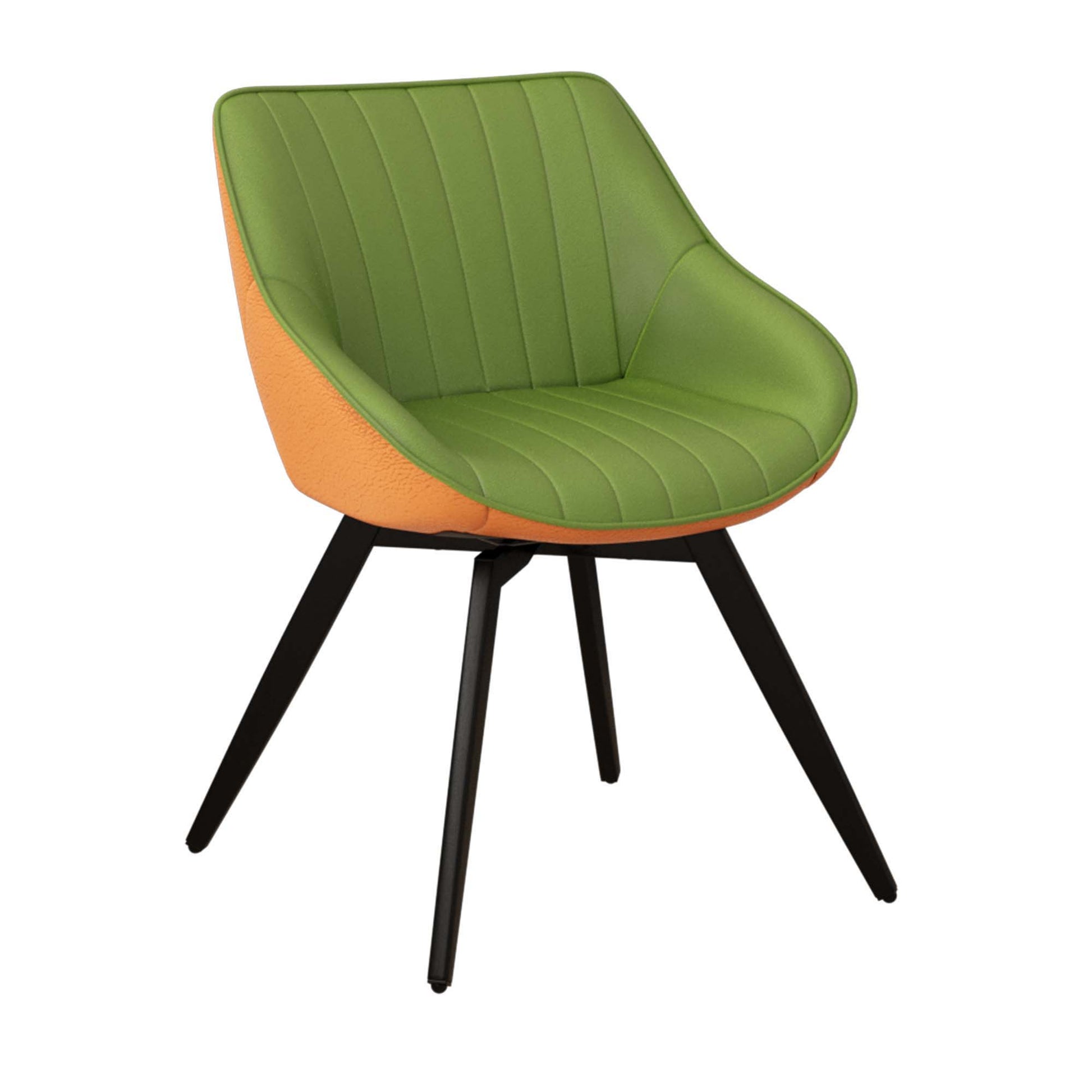 Modern Medieval Kitchen Dining Chair green upholstered seat with orange sides 360° swivel on Tampa Home & Garden Store