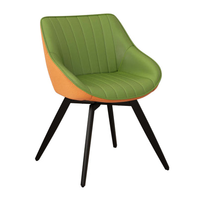 Modern Medieval Kitchen Dining Chair green upholstered seat with orange sides 360° swivel on Tampa Home & Garden Store