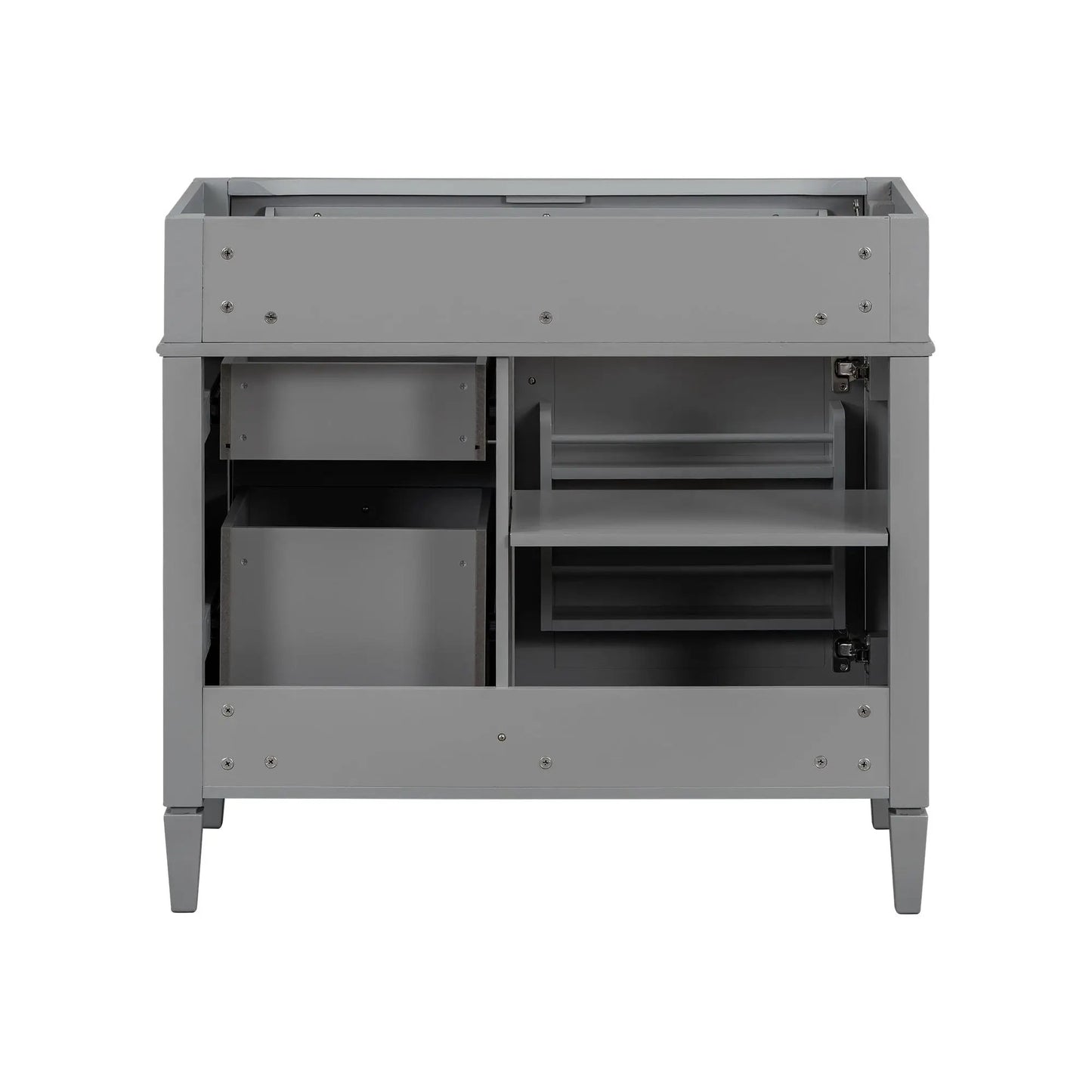 Gray bathroom vanity base with 2 drawers and tip-out drawer, storage cabinet on Tampa Home & Garden Store