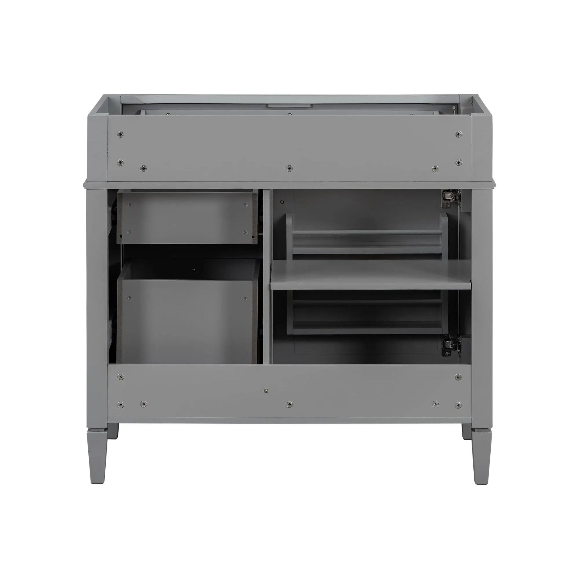Gray bathroom vanity base with 2 drawers and tip-out drawer, storage cabinet on Tampa Home & Garden Store