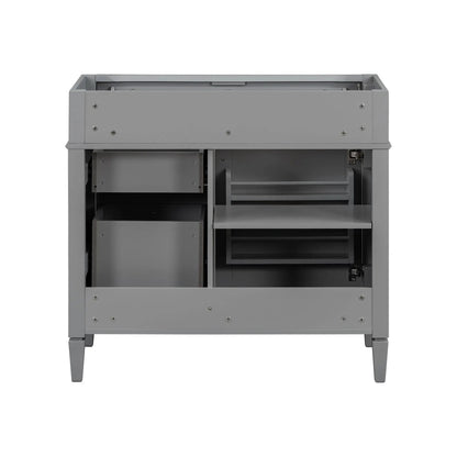 Gray bathroom vanity base with 2 drawers and tip-out drawer, storage cabinet on Tampa Home & Garden Store