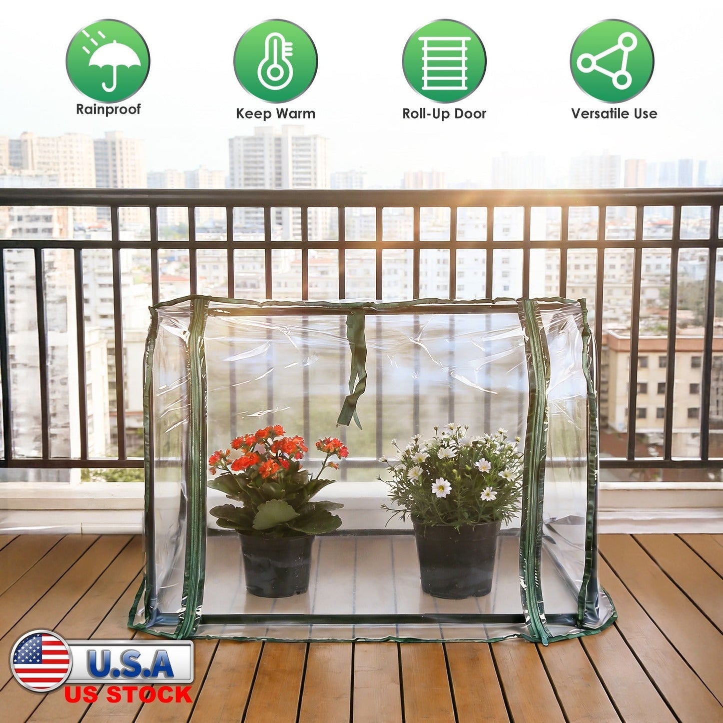 GemGear tabletop mini greenhouse clear plastic panels with green trim fits 2 pots on Tampa Home & Garden Store