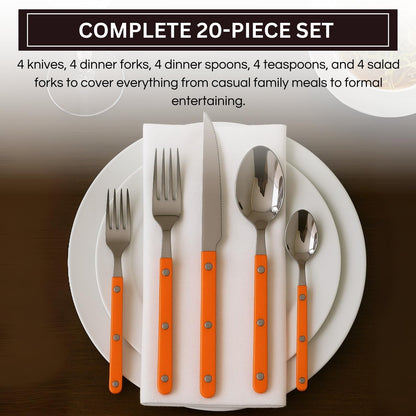 Premium 20 Piece Orange Stainless Steel Flatware