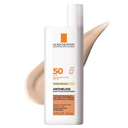 La Roche-Posay Anthelios tinted mineral sunscreen SPF 50 bottle with orange logo on Tampa Home & Garden Store
