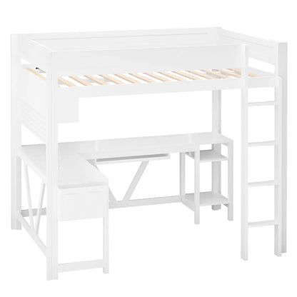 Gaming Loft Bed with Desk and LED Lighting