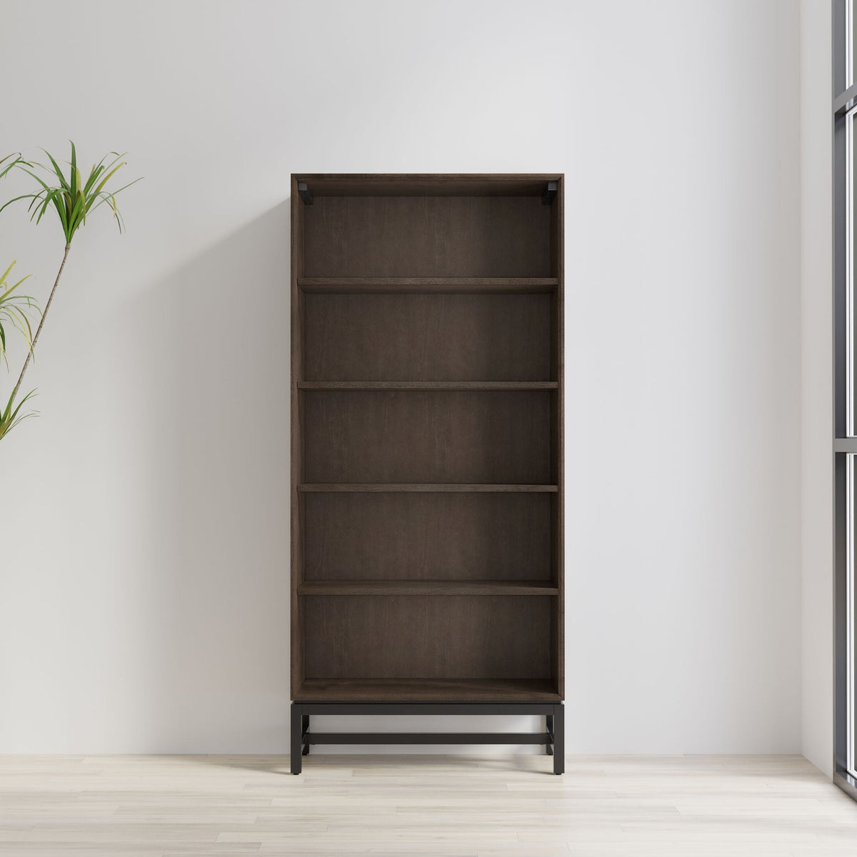 Handcrafted Mid Century Bookcase by HouseOfZazla in dark wood with open shelves on Tampa Home & Garden Store