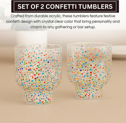 Colorful Confetti Stemless Tumbler Set and Cups