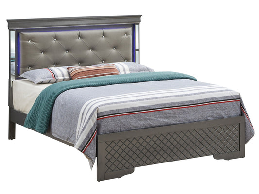 Verona Full Bed With Led And Metallic Black