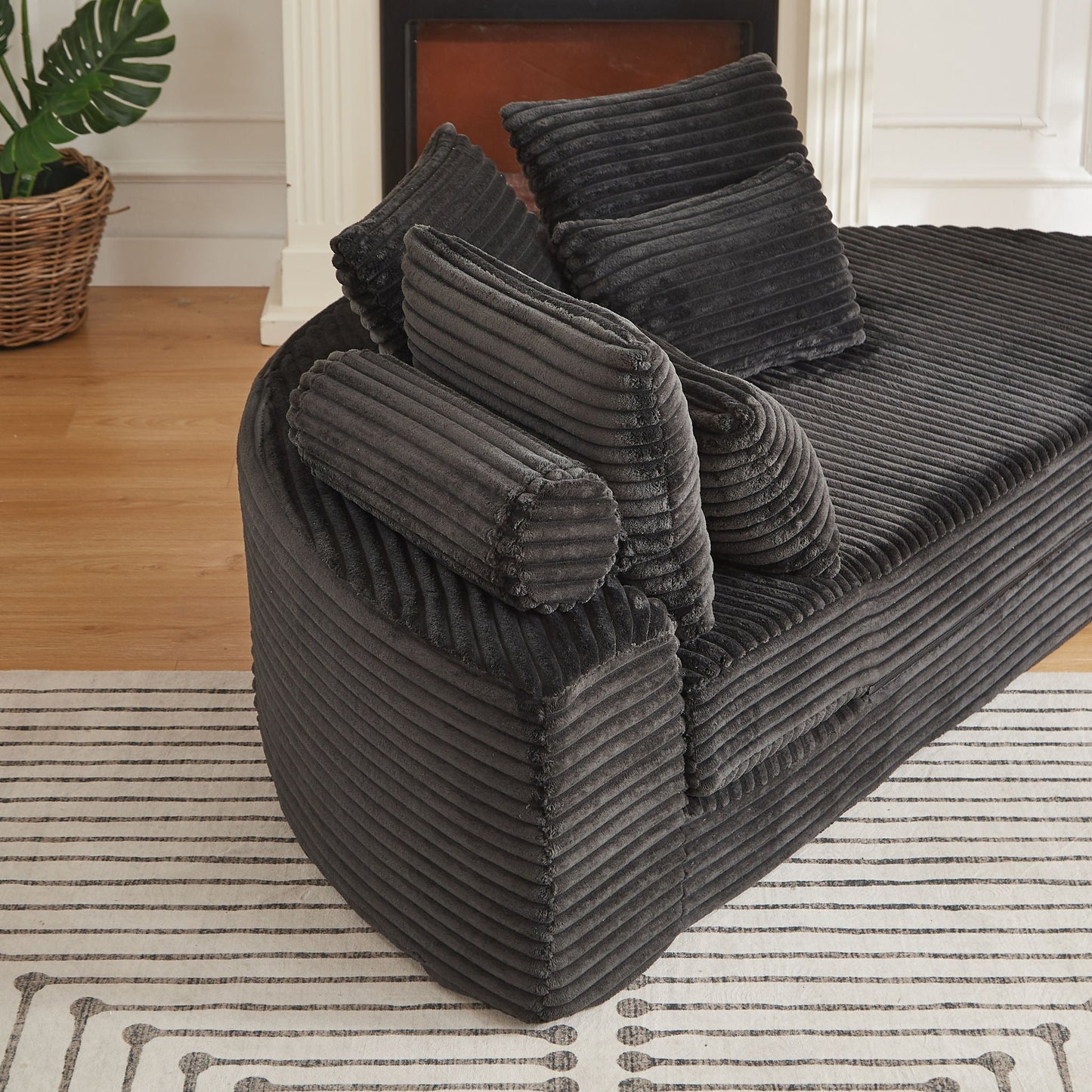 Semi Circular Corduroy Sofa Bed With Pillow