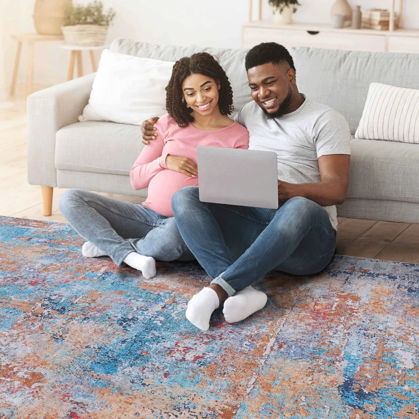 Maval Stunning Area Rug washable multicolor distressed pattern Unique Piece Furniture on Tampa Home & Garden Store