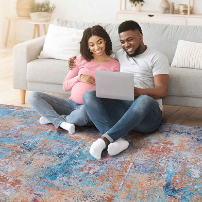 Maval Stunning Area Rug washable multicolor distressed pattern Unique Piece Furniture on Tampa Home & Garden Store