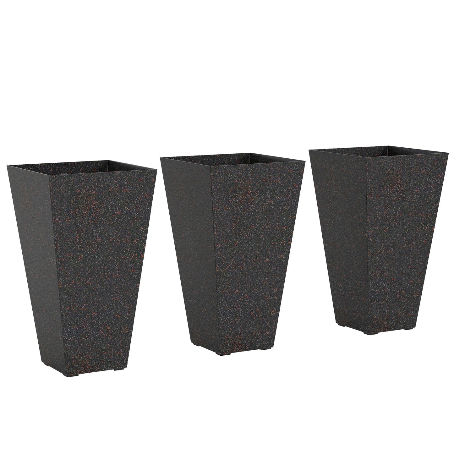 Set of 3 tall flower pots with marble finish