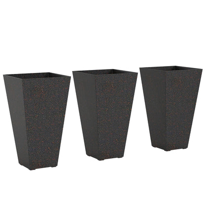 Set of 3 tall flower pots with marble finish