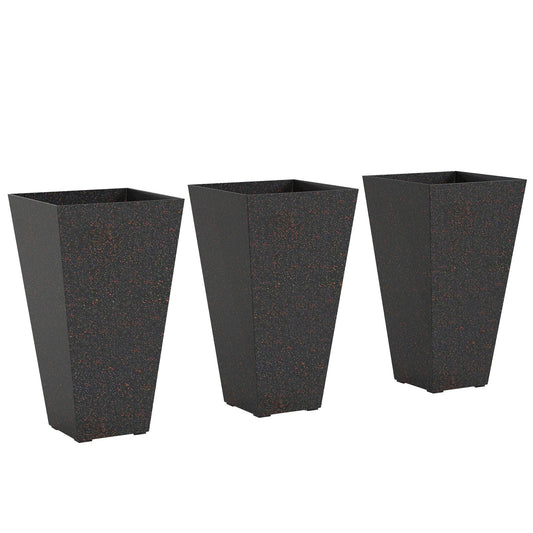 Set of 3 tall marble-look planters in dark speckled finish on Tampa Home & Garden Store