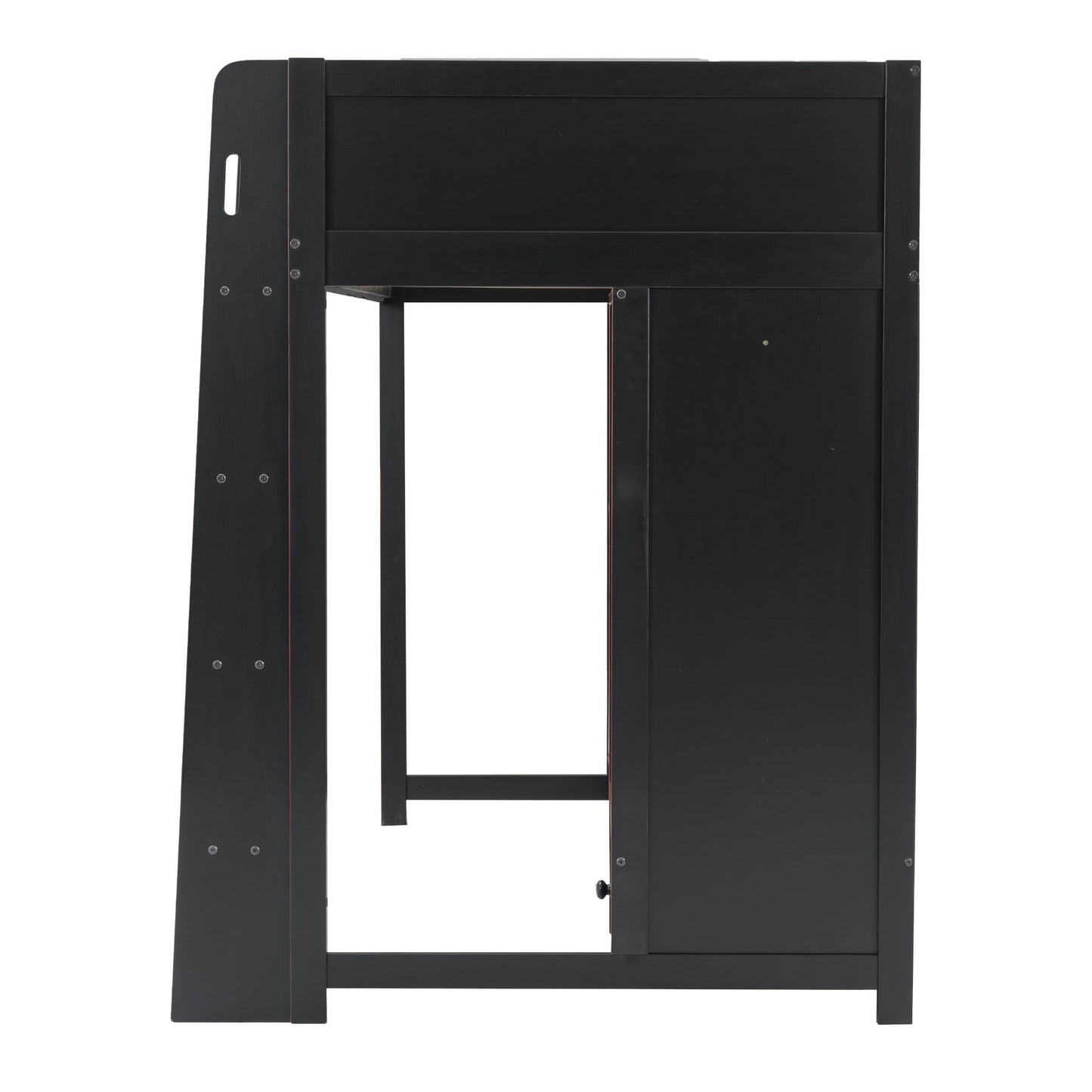 Loft bed frame in black with built-in desk and storage panels from HouseOfZazla on Tampa Home & Garden Store