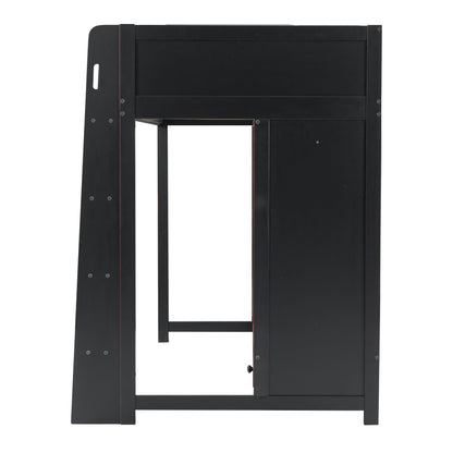 Loft bed frame in black with built-in desk and storage panels from HouseOfZazla on Tampa Home & Garden Store