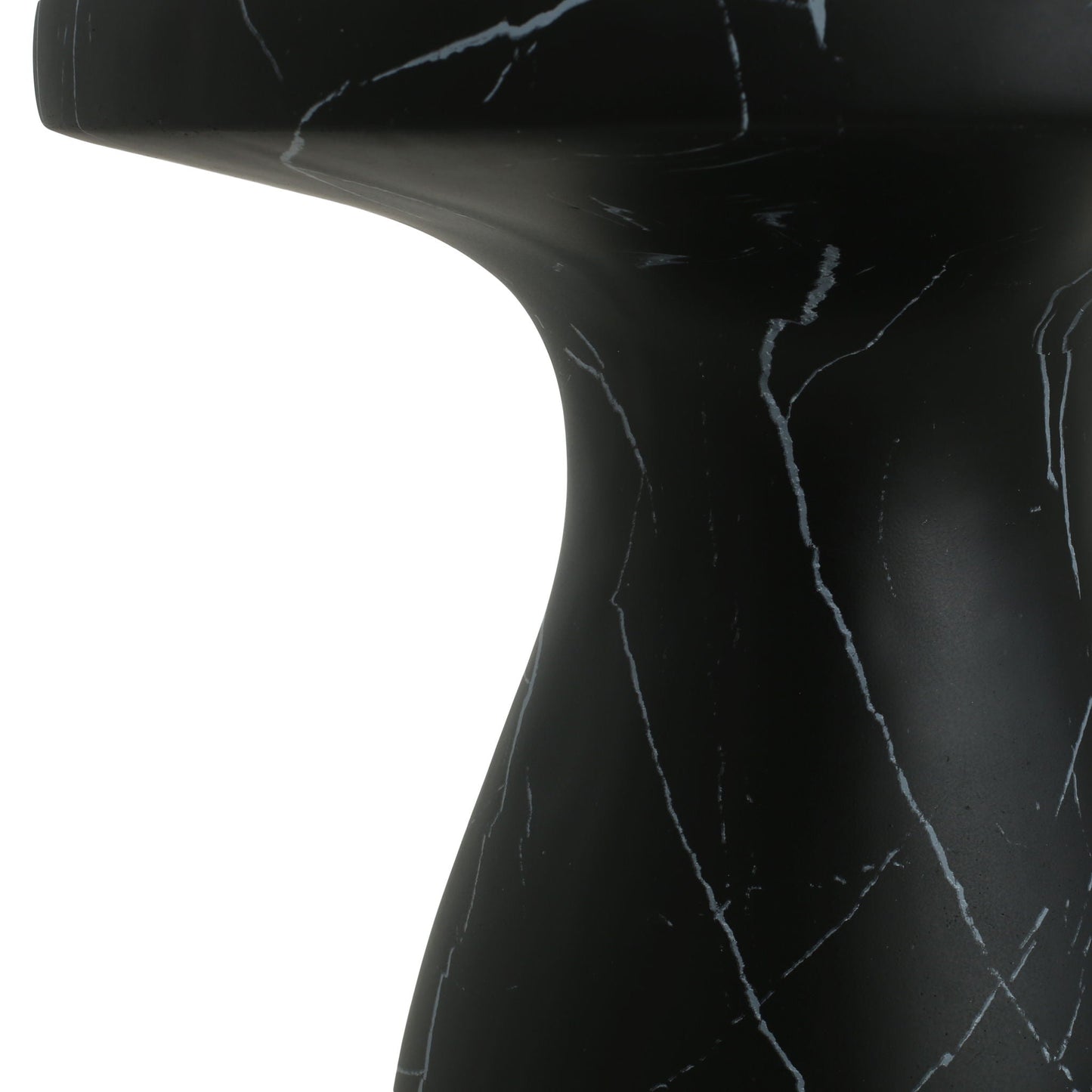 HouseOfZazla travertine side table close-up in black with white veining lightweight on Tampa Home & Garden Store