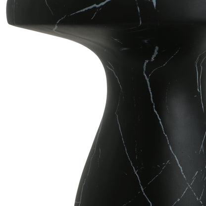 HouseOfZazla travertine side table close-up in black with white veining lightweight on Tampa Home & Garden Store