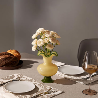 Hand Blown Glass Flower Vase And Vintage Decor
