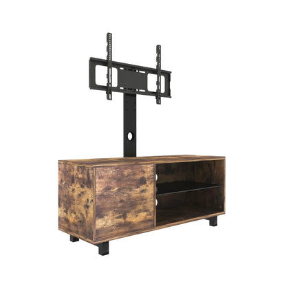 Rustic Brown TV Console With Push to Open Storage
