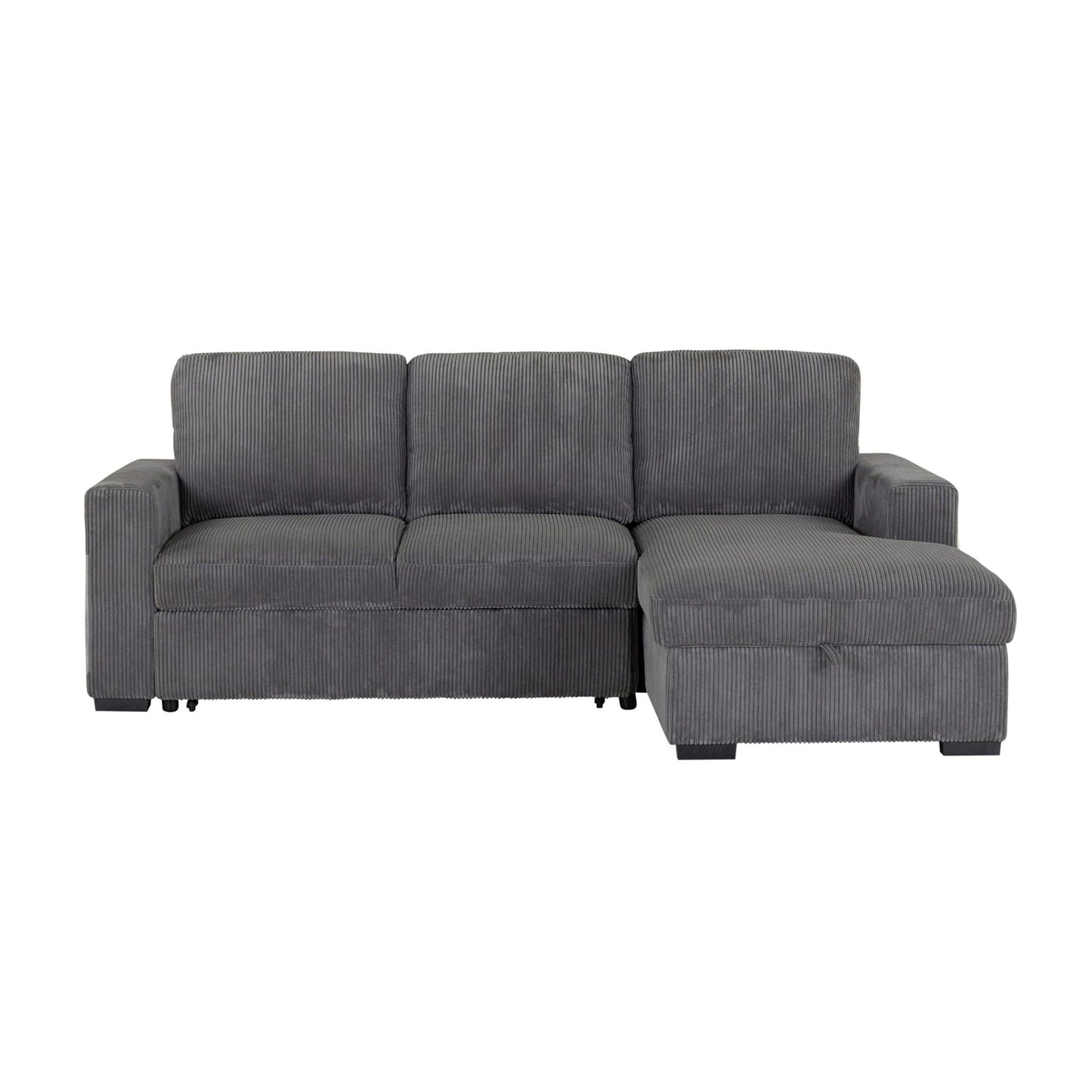 Melody sleeper sectional sofa and ottoman by HouseOfZazla in gray corduroy on Tampa Home & Garden Store