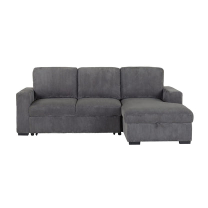 Melody sleeper sectional sofa and ottoman by HouseOfZazla in gray corduroy on Tampa Home & Garden Store