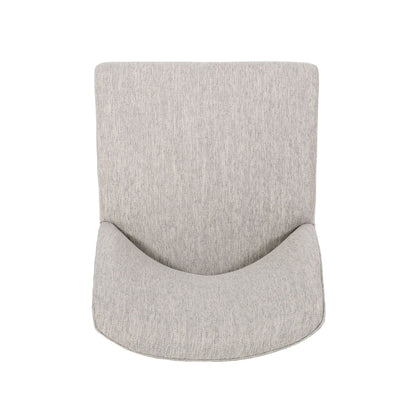 Modern dining chair in light gray fabric upholstery with rounded back on Tampa Home & Garden Store
