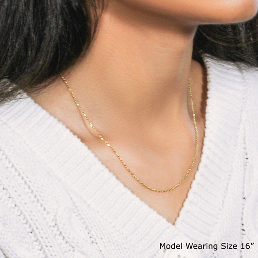 18k yellow gold diamond-cut cable link necklace 1.10 mm, 16-inch length on Tampa Home & Garden Store