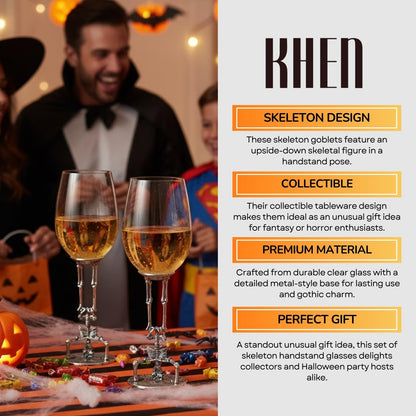 Spooky Skeleton Wine Glasses Set of Two and Decor