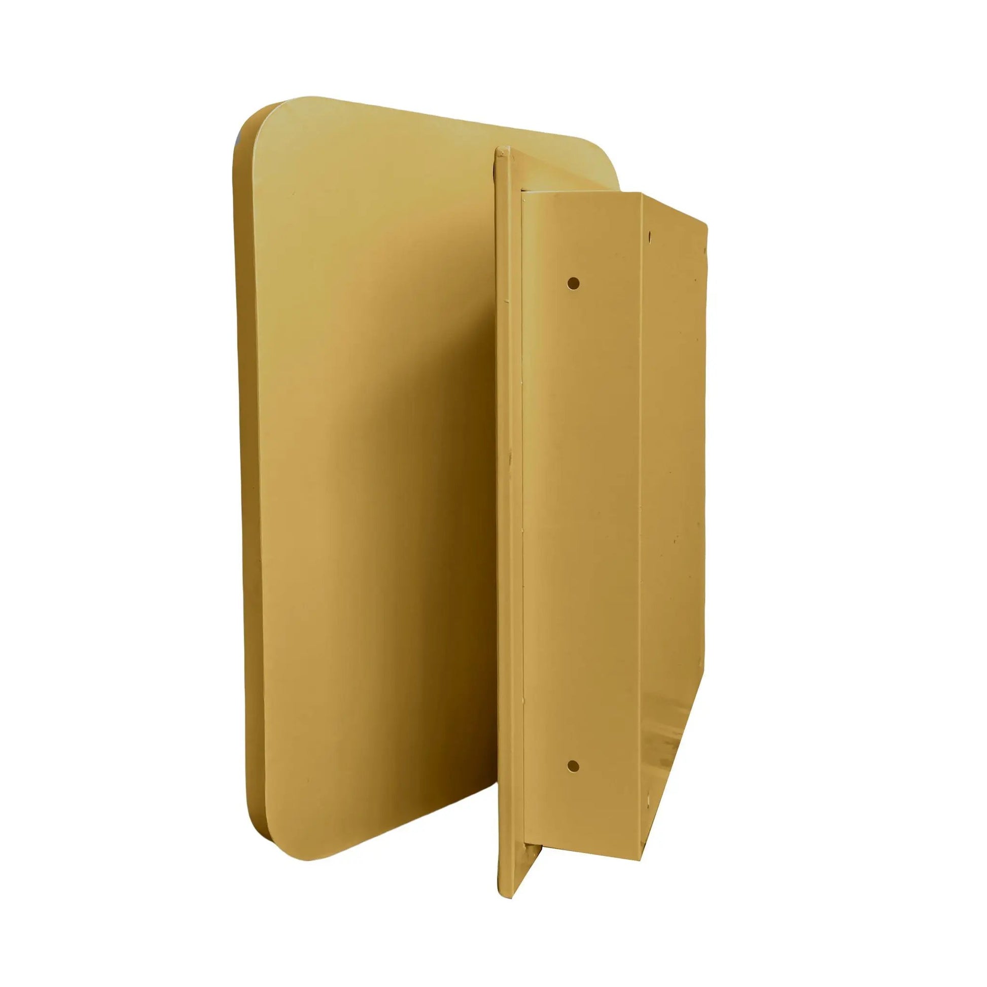 Recessed metal medicine cabinet with mirror, gold finish and adjustable shelves on Tampa Home & Garden Store
