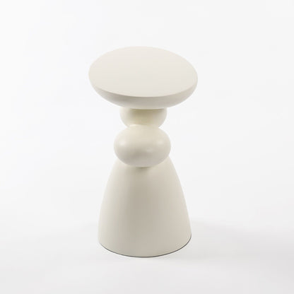 Lucky Stone Shaped End Table with Sculptural Base in cream finish on Tampa Home & Garden Store
