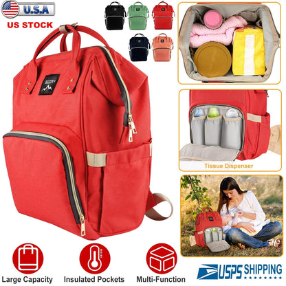 GemGear Mummy Diaper Bag Backpack red water-resistant large-capacity travel nappy backpack on Tampa Home & Garden Store
