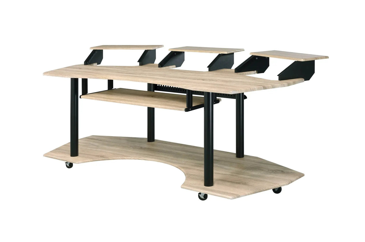 Eleazar wood music recording desk with 3 monitor risers on Tampa Home & Garden Store
