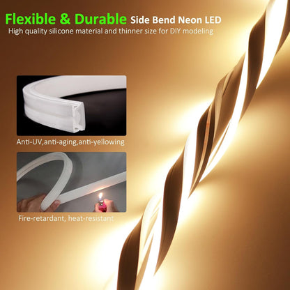 SLN01 – bande lumineuse LED néon COB sans points, 16,4 pieds (5M), DC24V, 60W, IP67, 10x10MM, pour l'extérieur, variable, basse tension, corde en Silicone