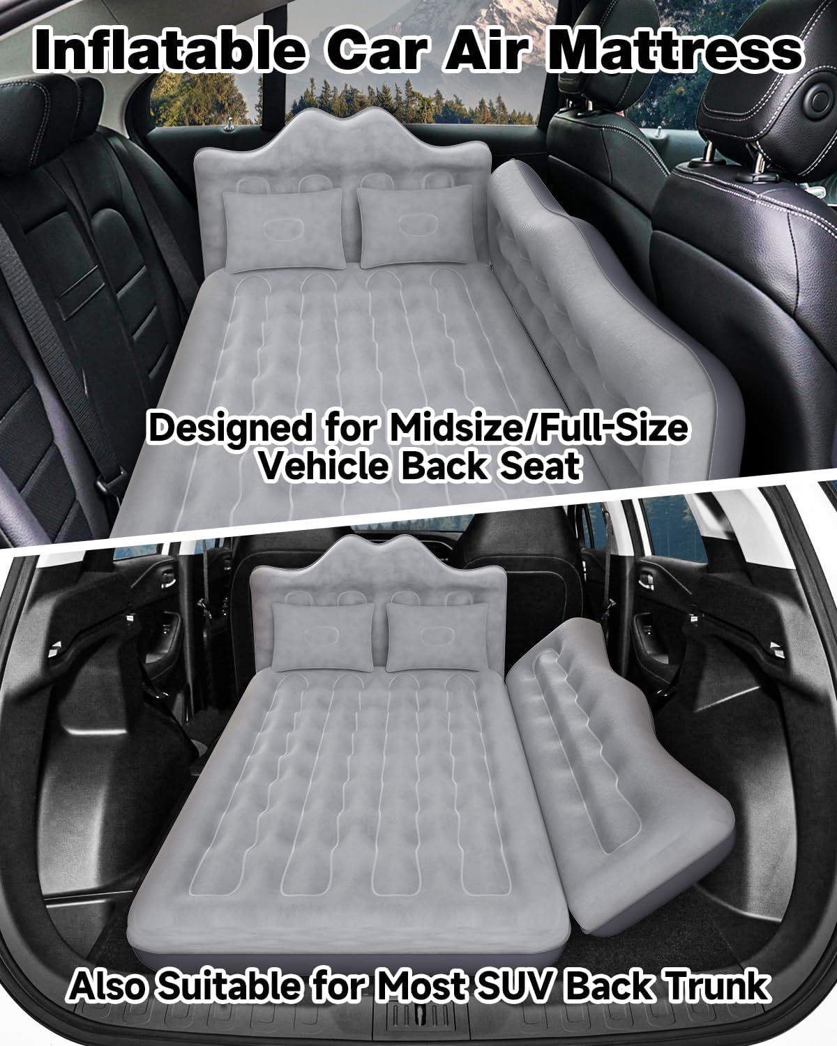 Umbrauto backseat air mattress gray inflatable for midsize/full-size SUV with pump and pillows on Tampa Home & Garden Store