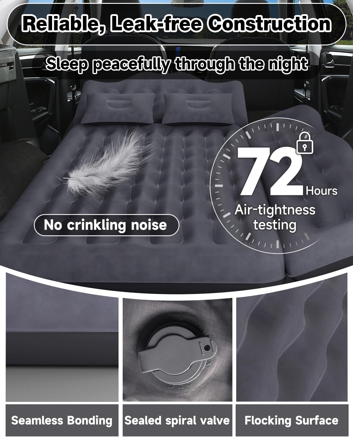 Umbrauto backseat air mattress for car and SUV, grey, includes pump on Tampa Home & Garden Store