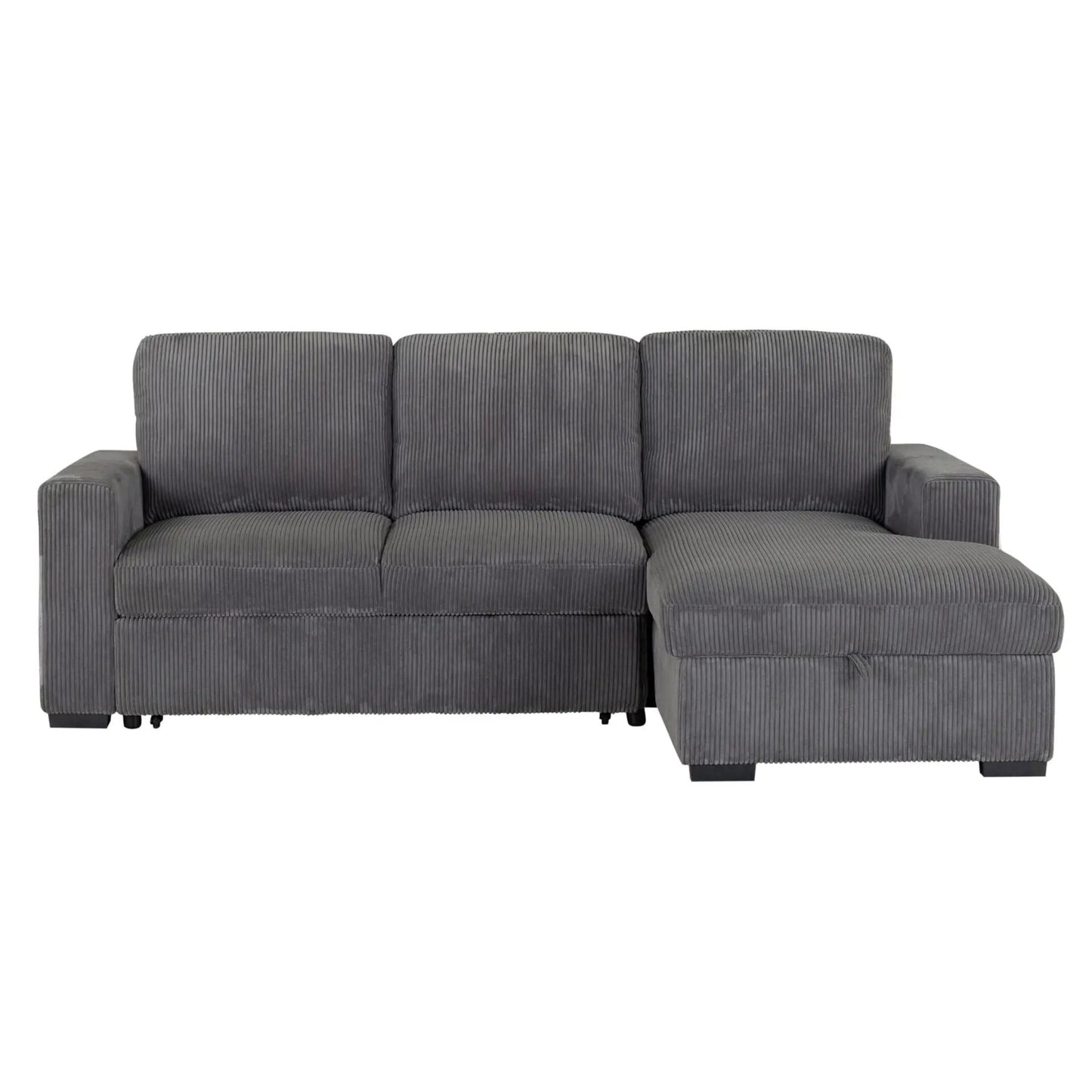 Melody Contemporary Design Sectional Sofa in dark gray corduroy with matching ottoman on Tampa Home & Garden Store