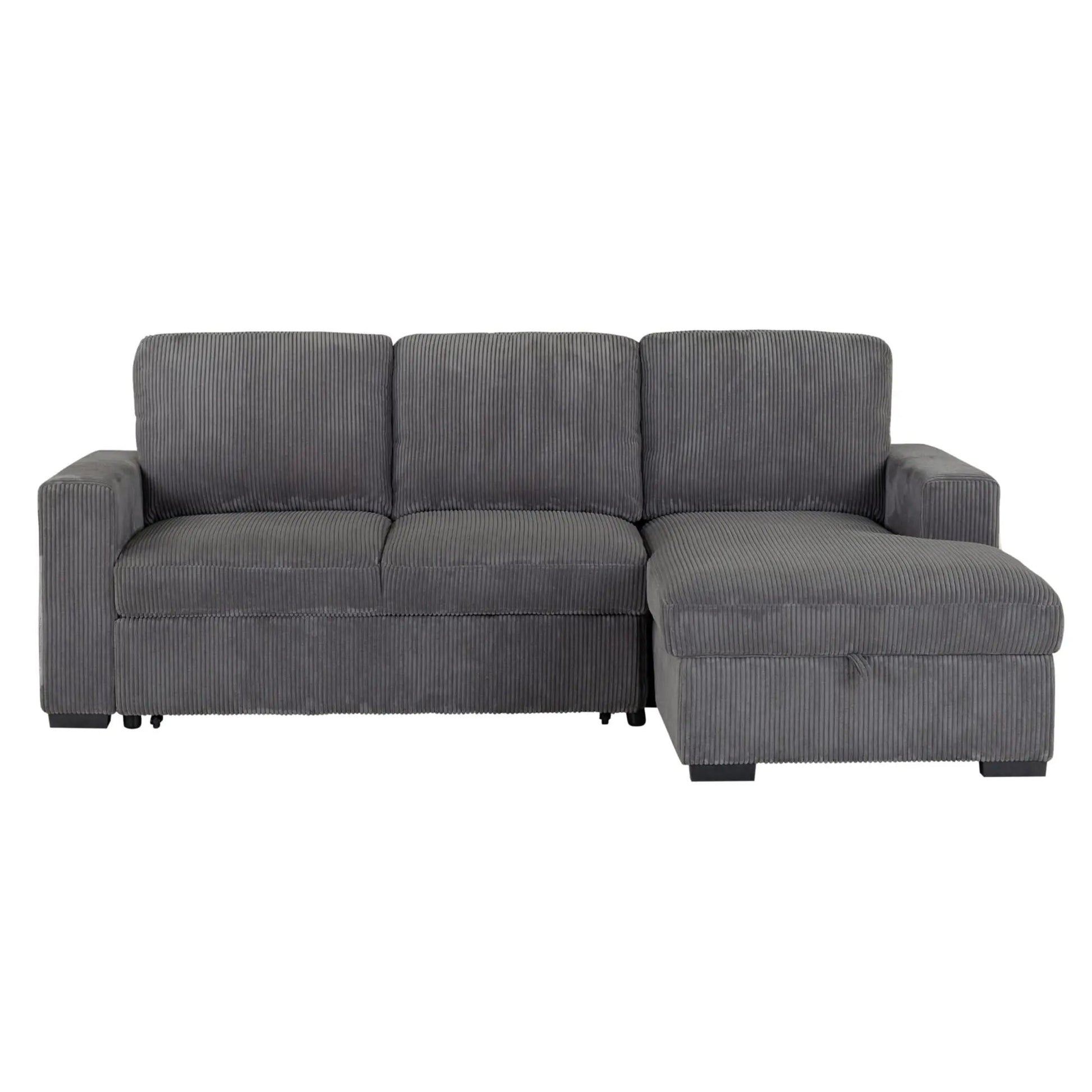 Melody Contemporary Design Sectional Sofa in dark gray corduroy with matching ottoman on Tampa Home & Garden Store