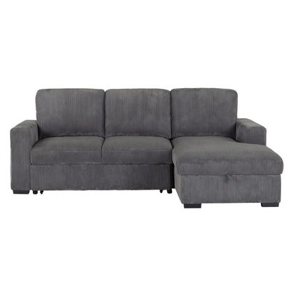 Melody Contemporary Design Sectional Sofa in dark gray corduroy with matching ottoman on Tampa Home & Garden Store