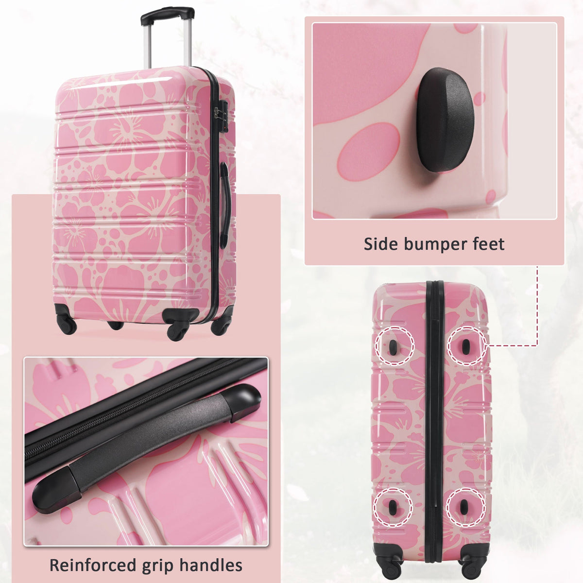 Hardshell luggage set 3-piece pink spinner suitcases with TSA lock HouseOfZazla on Tampa Home & Garden Store