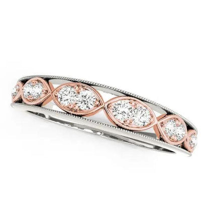 Diamond band ring, 14k white & rose gold, infinity style with pave diamonds, 1/5 cttw on Tampa Home & Garden Store