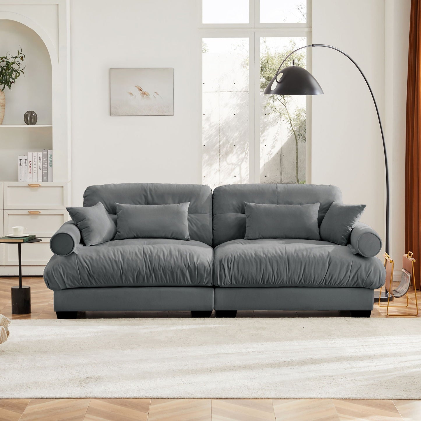 Large Modern Sofa With Cloud Comfort And Pillows